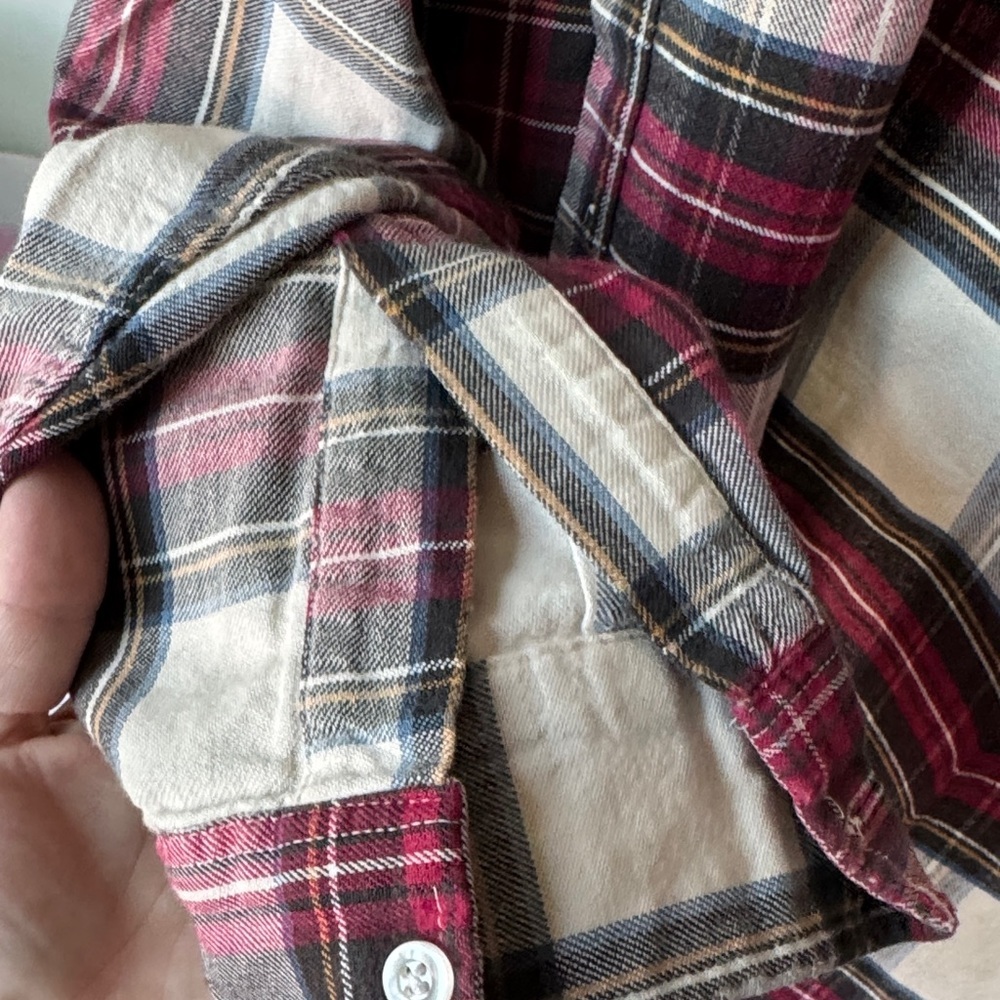 Vintage 1995 L.L. Bean Red and Cream Checkered Shirt plaid - Picture 6 of 7